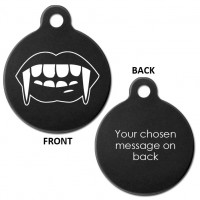 Vampire Fangs Black 31mm Large Round Pet Dog ID Tag